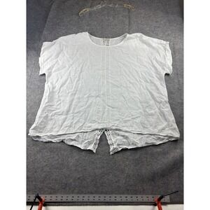 Terzo Millennio Womens Plus 3X Cap Sleeve 100% Linen Blouse Tunic Lace Italy SEE